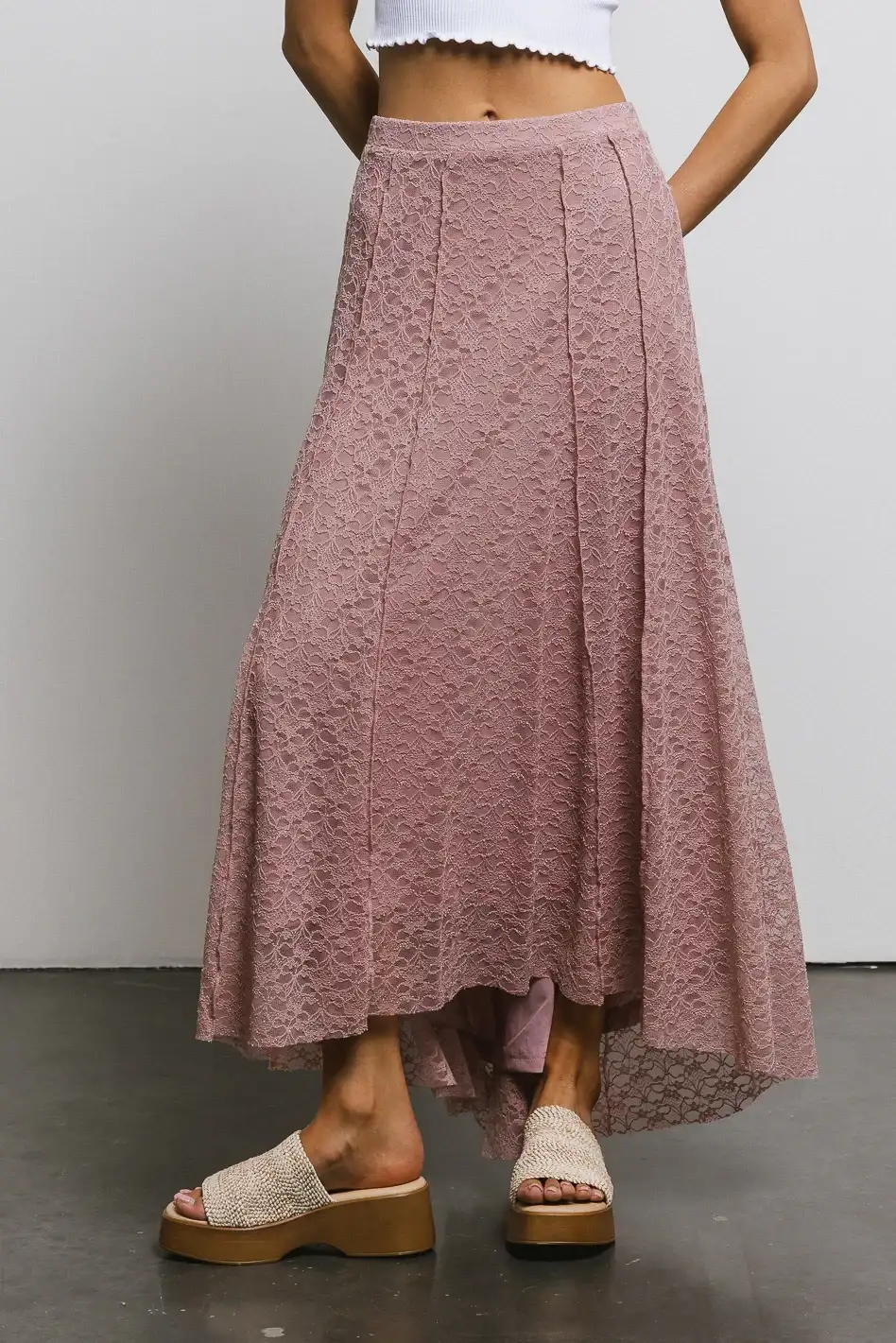 Image of Eliza Lace Skirt in Rose