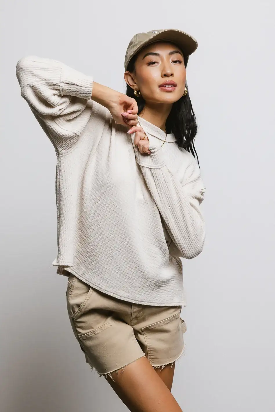 Image of Delaney Ribbed Knit Top in Cream