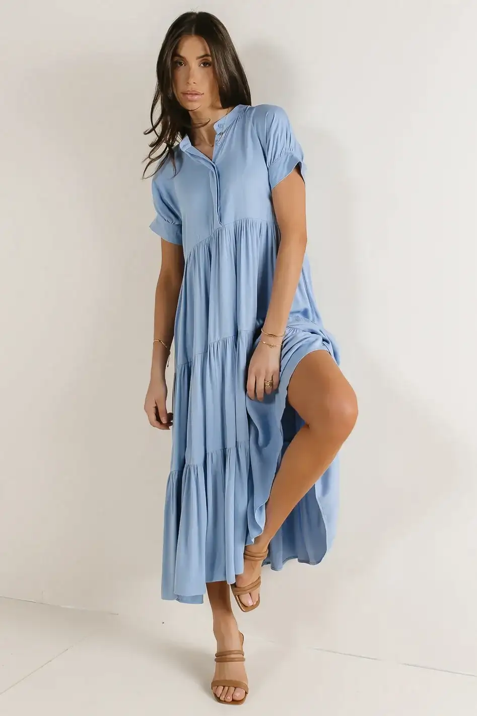 Image of Amanda Tiered Dress in Blue