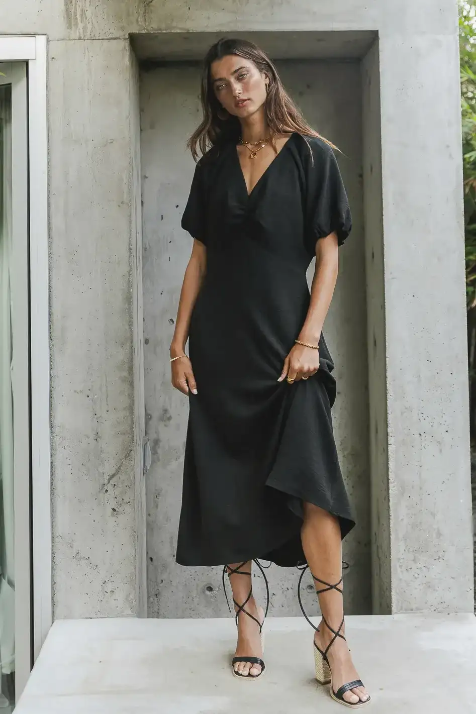 Image of Maeve Midi Dress in Black