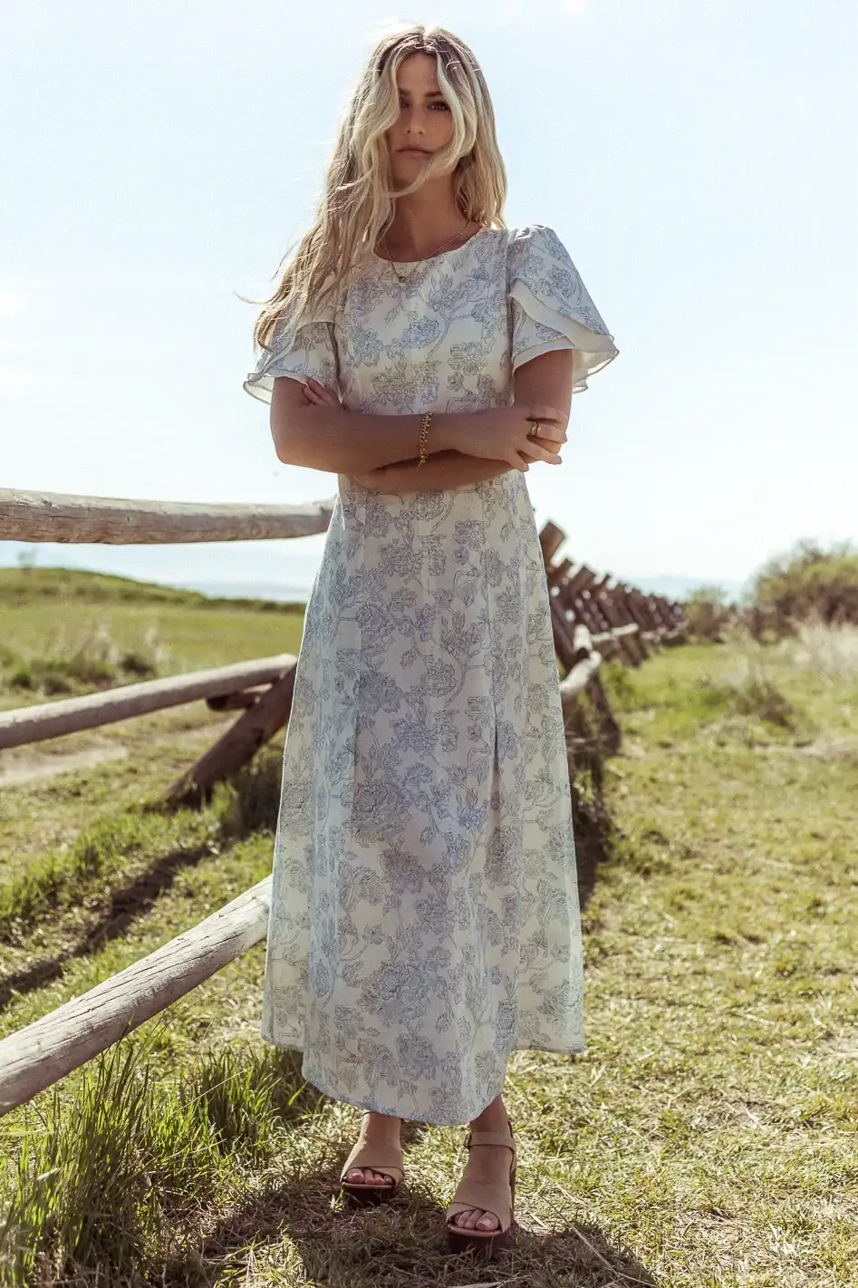 Image of Bethie Petal Sleeve Maxi Dress