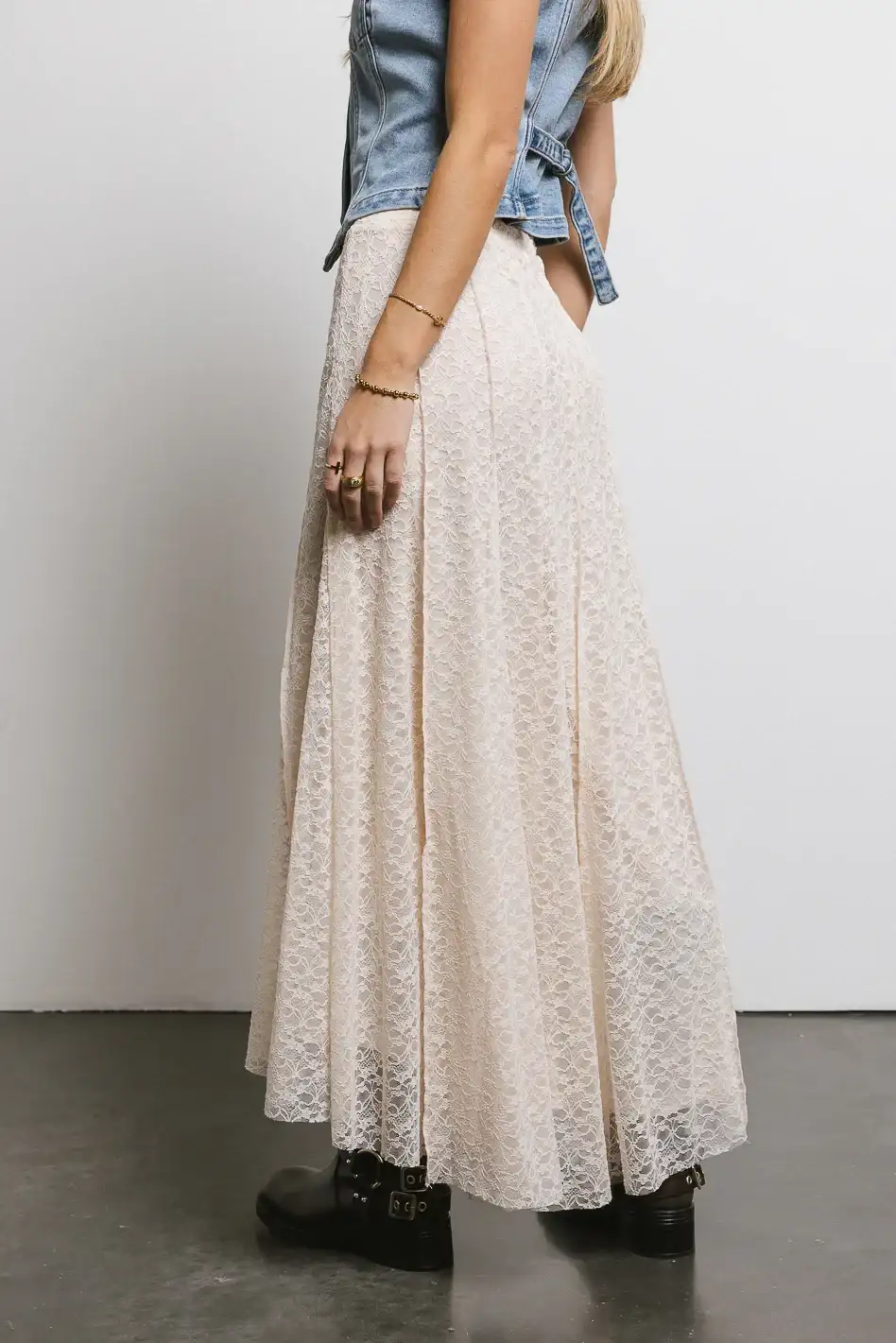 Image of Eliza Lace Skirt in Cream