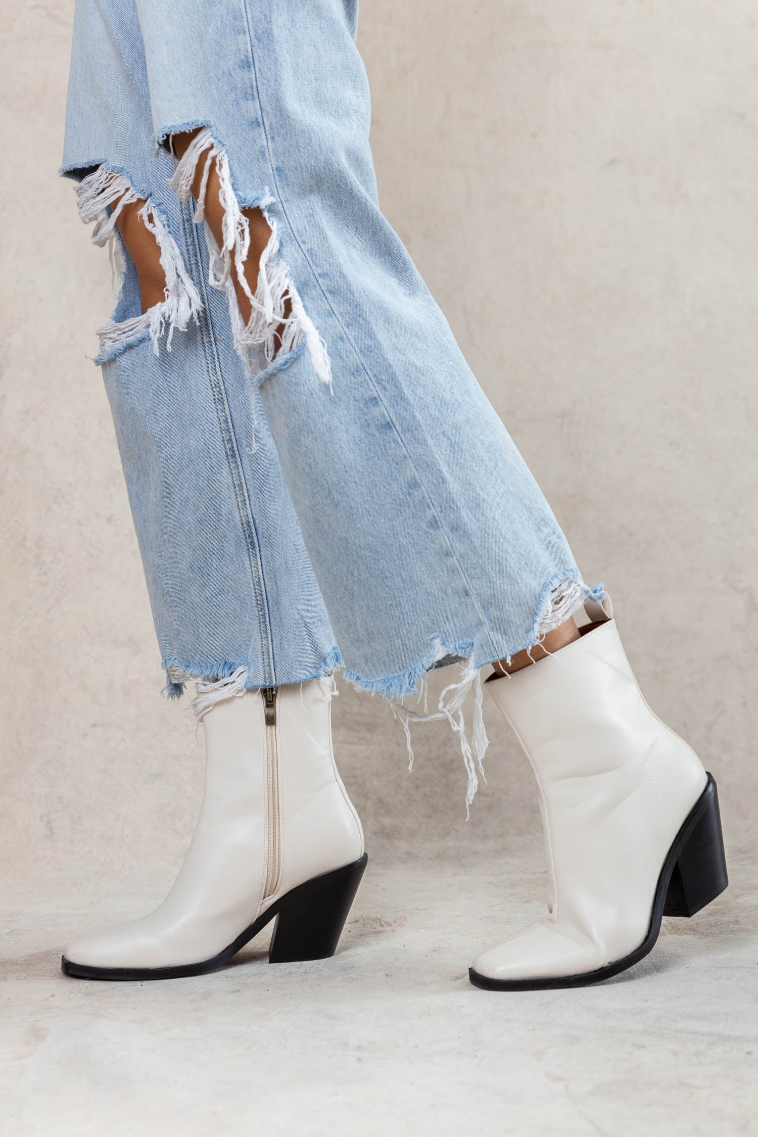 Image of Bronda Heeled Boots in Ivory - FINAL SALE