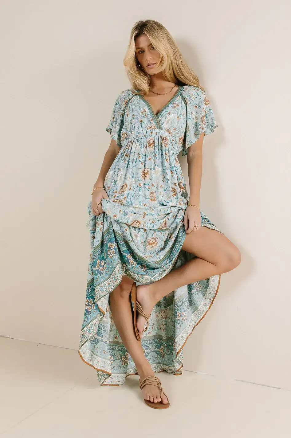 Image of Cary Floral Dress in Blue