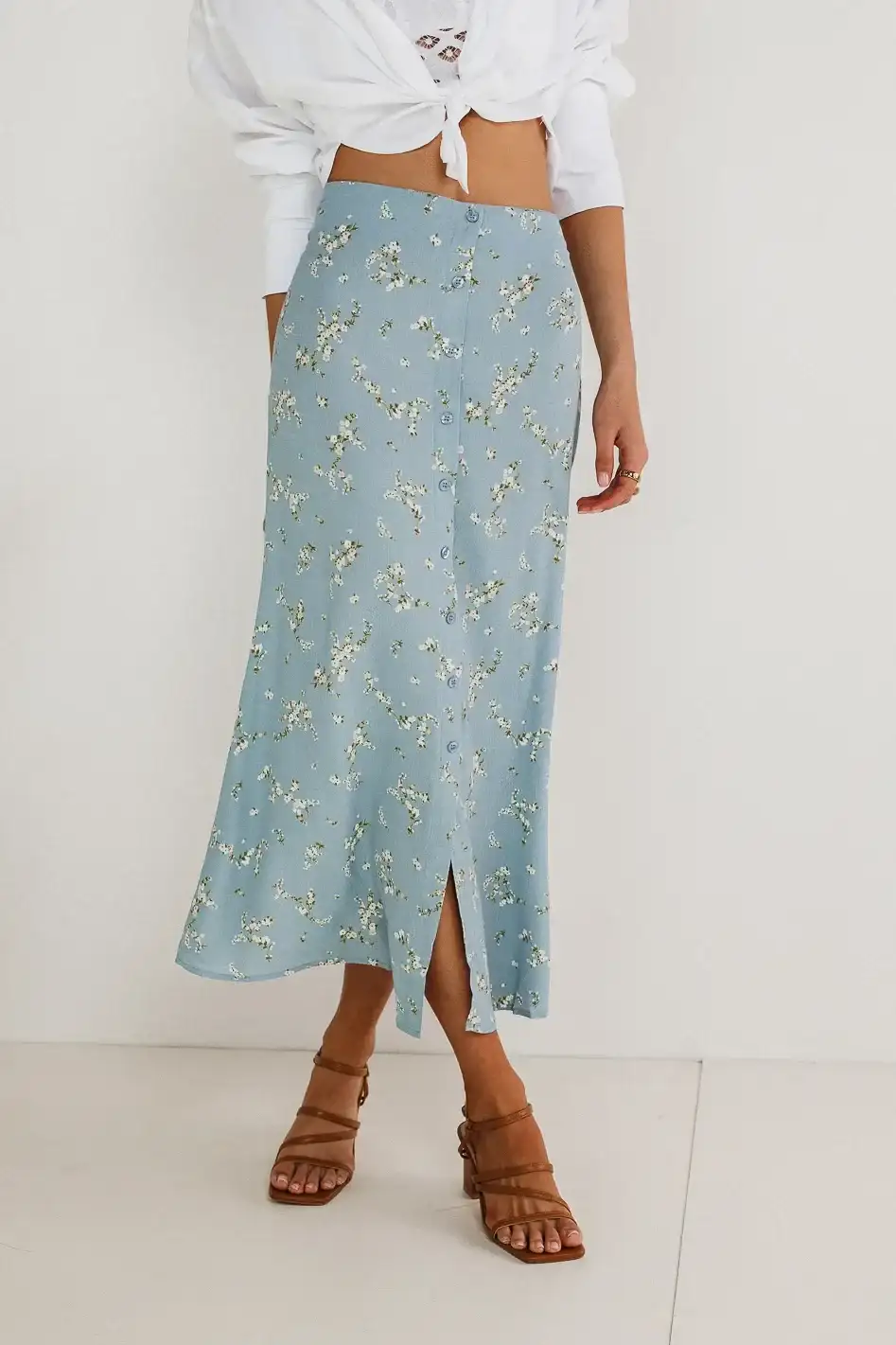 Image of Rory Floral Skirt in Blue