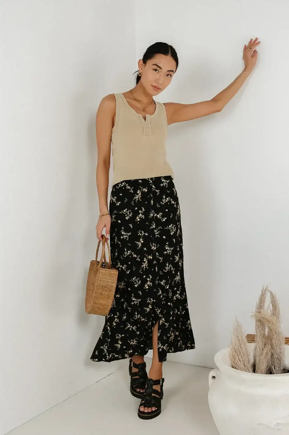 Image of Rory Floral Skirt in Black