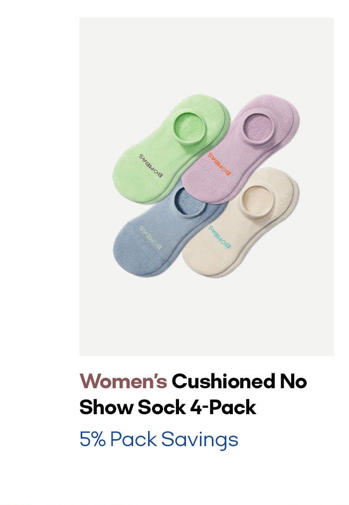 Women's Cushioned No Show Sock 4-Pack | 5% Pack Savings
