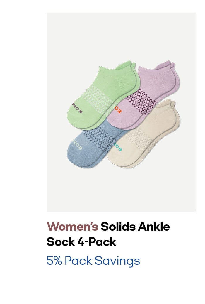 Women's Solids Ankle Sock 4-Pack | 5% Pack Savings
