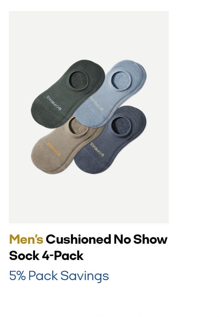 Men's Cushioned No Show Sock 4-Pack | 5% Pack Savings