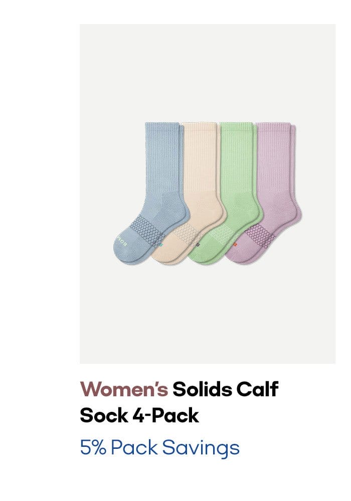 Women's Solids Calf Sock 4-Pack | 5% Pack Savings