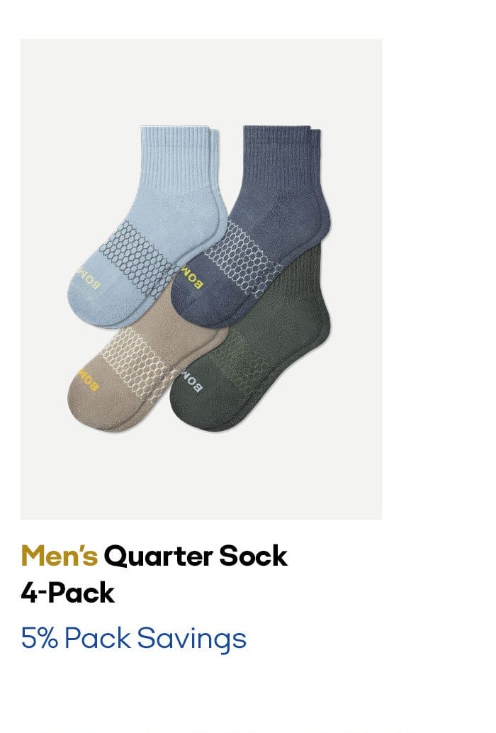 Men's Quarter Sock 4-Pack | 5% Pack Savings