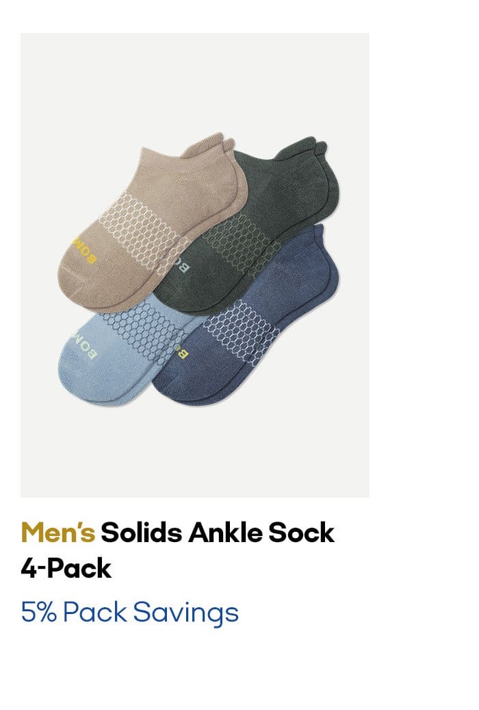 Men's Solids Ankle Sock 4-Pack | 5% Pack Savings