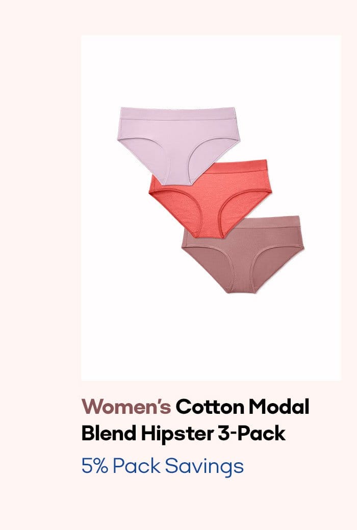 Women's Cotton Modal Blend Hipster 3-Pack 5% Pack Savings