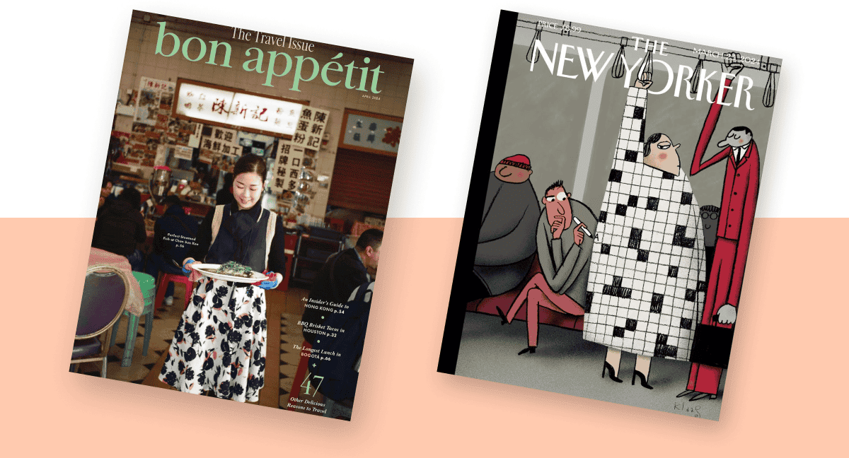 Bon Appétit and The New Yorker covers.