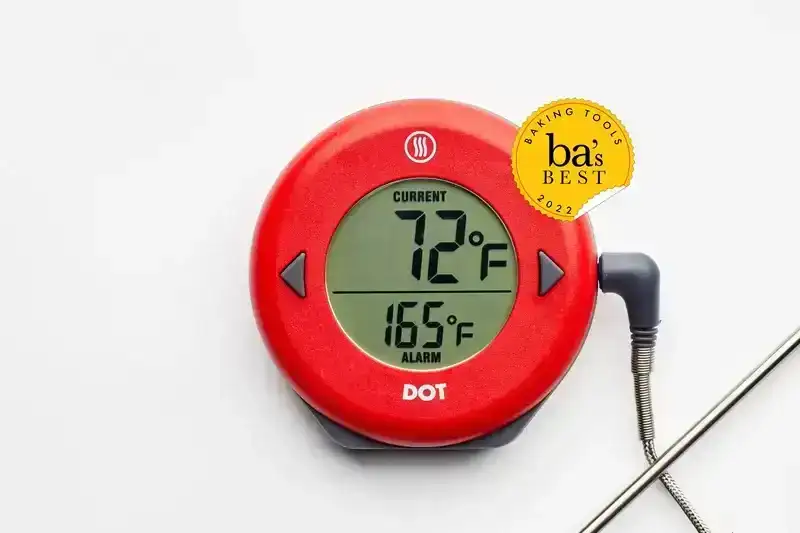 The Thermoworks DOT—the best oven thermometer according to BA editors—on white background 