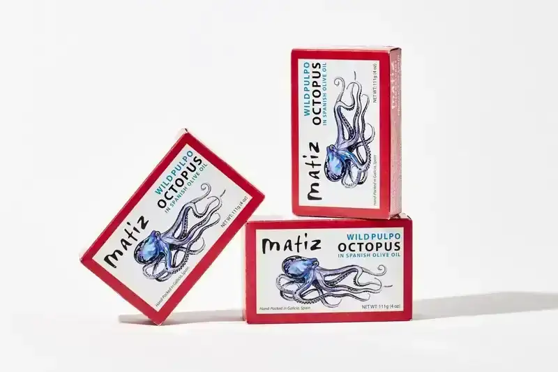 Tinned octopus in a box