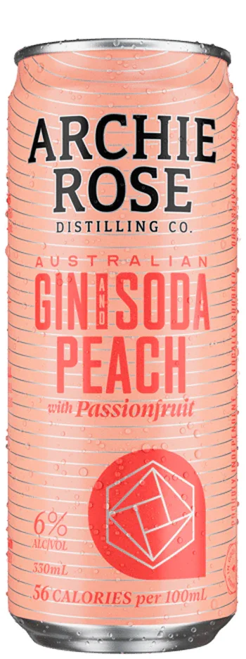 Image of Archie Rose Straight Dry Gin & Peach Soda With Passionfruit 330ml