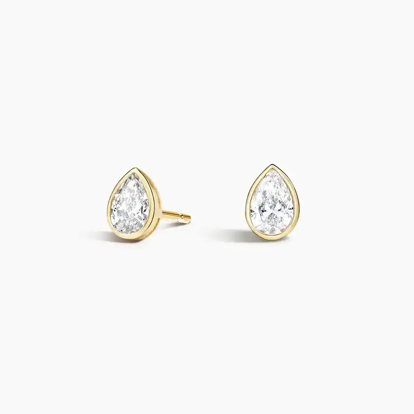 Pear Shaped Lab Diamond Bezel Stud Earrings