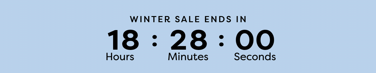 Timer counting down to the cutoff for the Winter Sale at 12 AM PT on 2/14