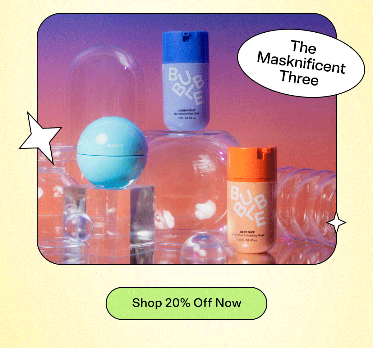 Masknificent Three Rise & Shine Set Day and Night Routine Re-Set Shop 20% Off Now