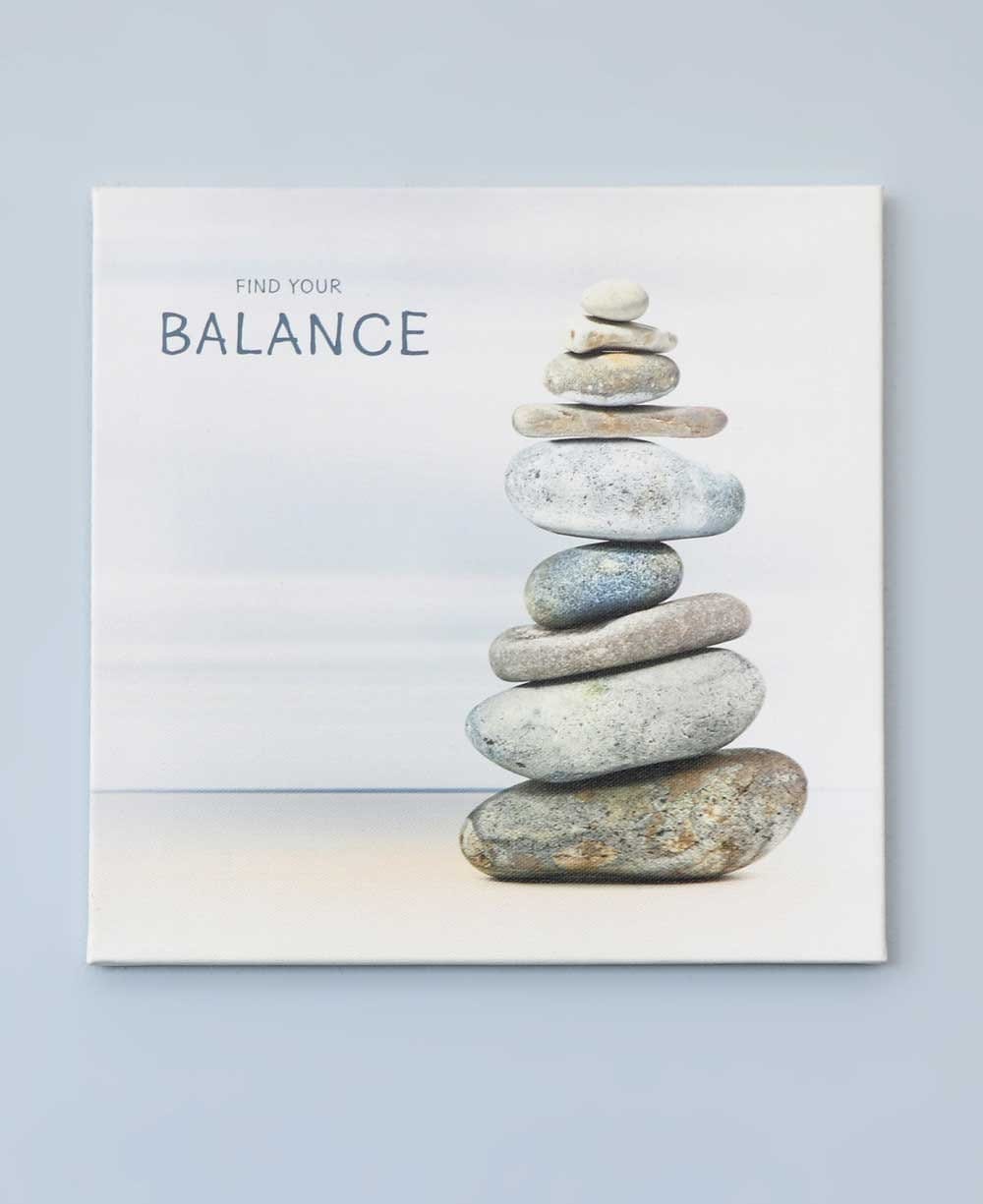 Image of Find Your Balance Zen Cairn Stacked Rocks Canvas Print Wall Art