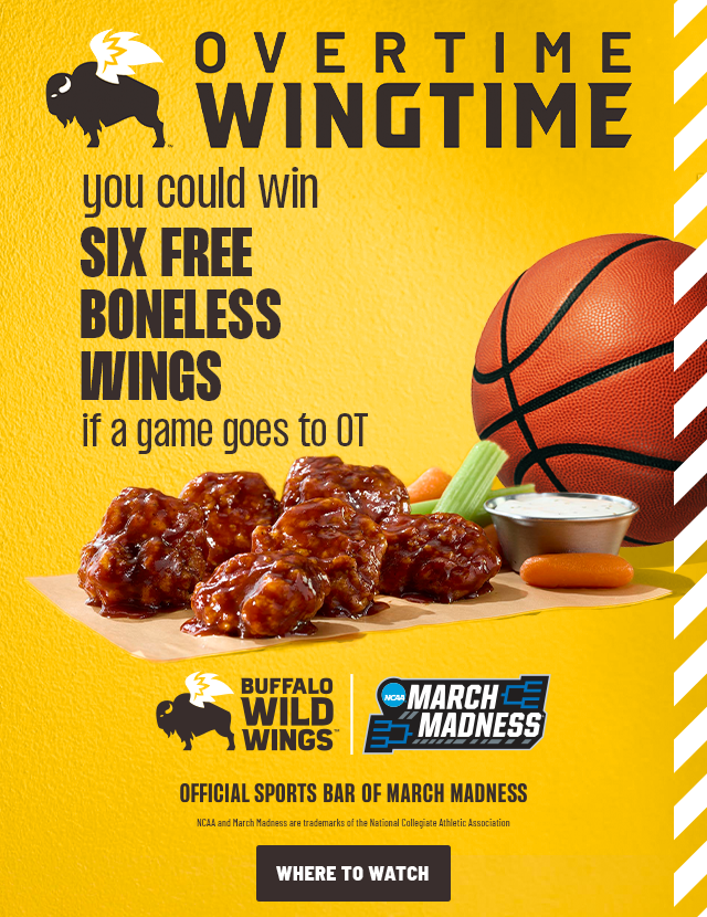 OVERNIGHT WINGTIME you could win SIX FREE BONELESS WINGS if a game goes to OT | WHERE TO WATCH