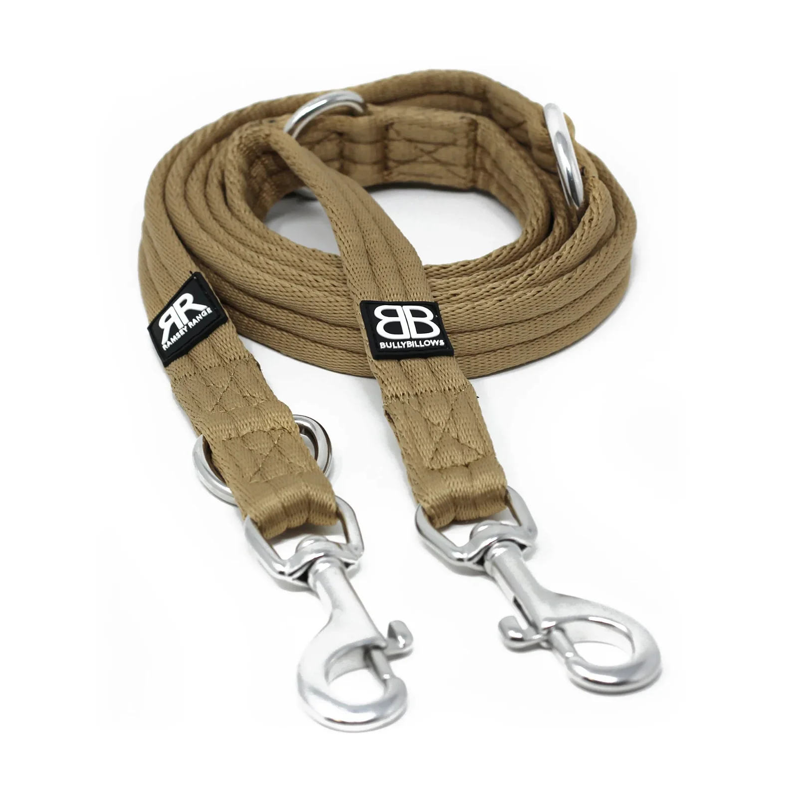 Image of Double Ended Training Lead | All Breeds - Durable & Soft 2m Lead - Military Tan