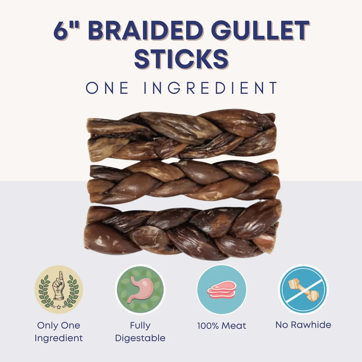 Image of 6" Braided Gullet Sticks For Dogs