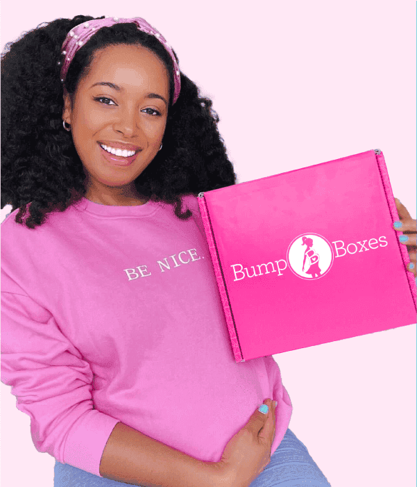 image of a Mama holding a Bump Box