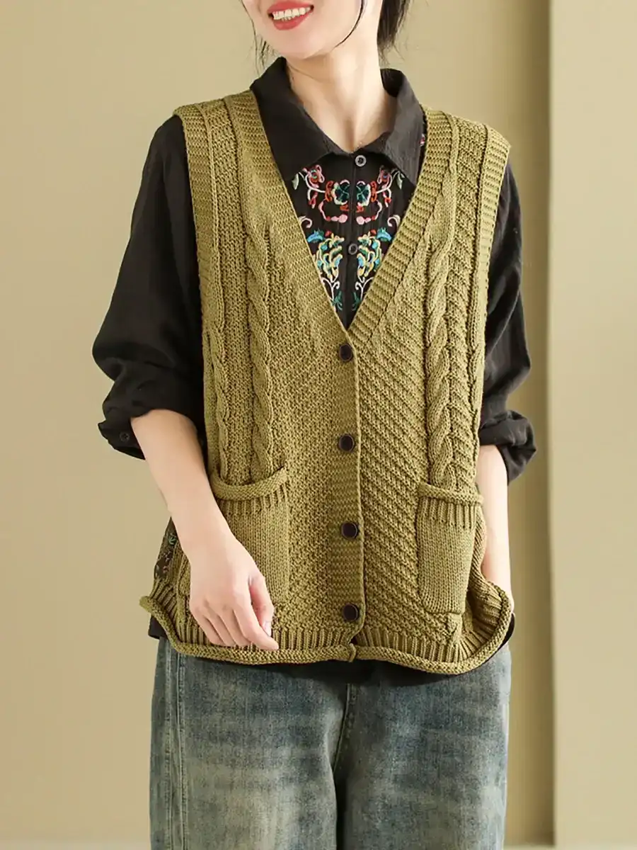 Patch Spliced Knitted Vest