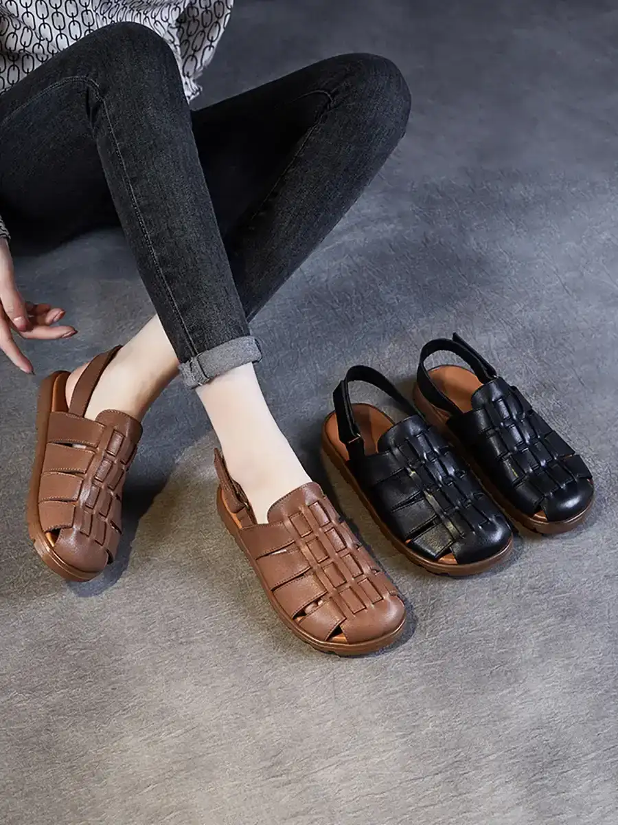 Leather Spliced Slippers