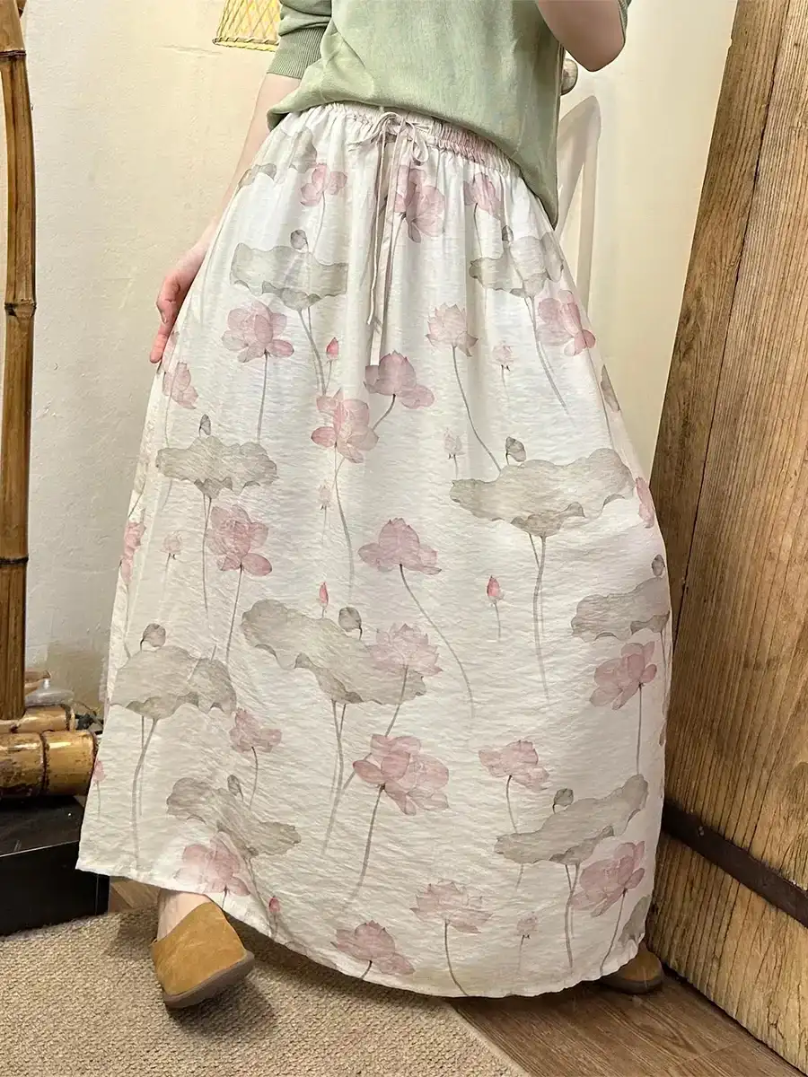 Floral Linen Dual-side Skirt