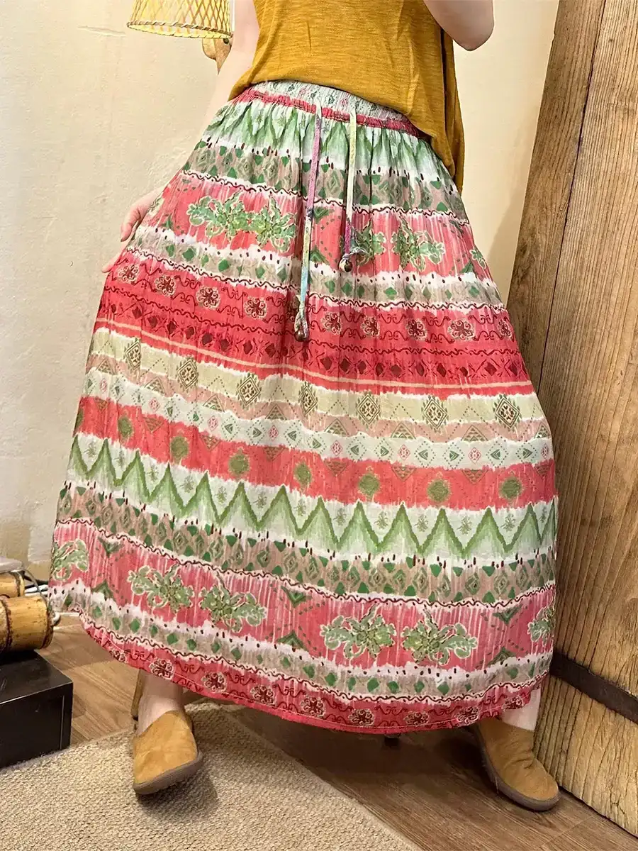 Leaf Linen A-Shape Skirt