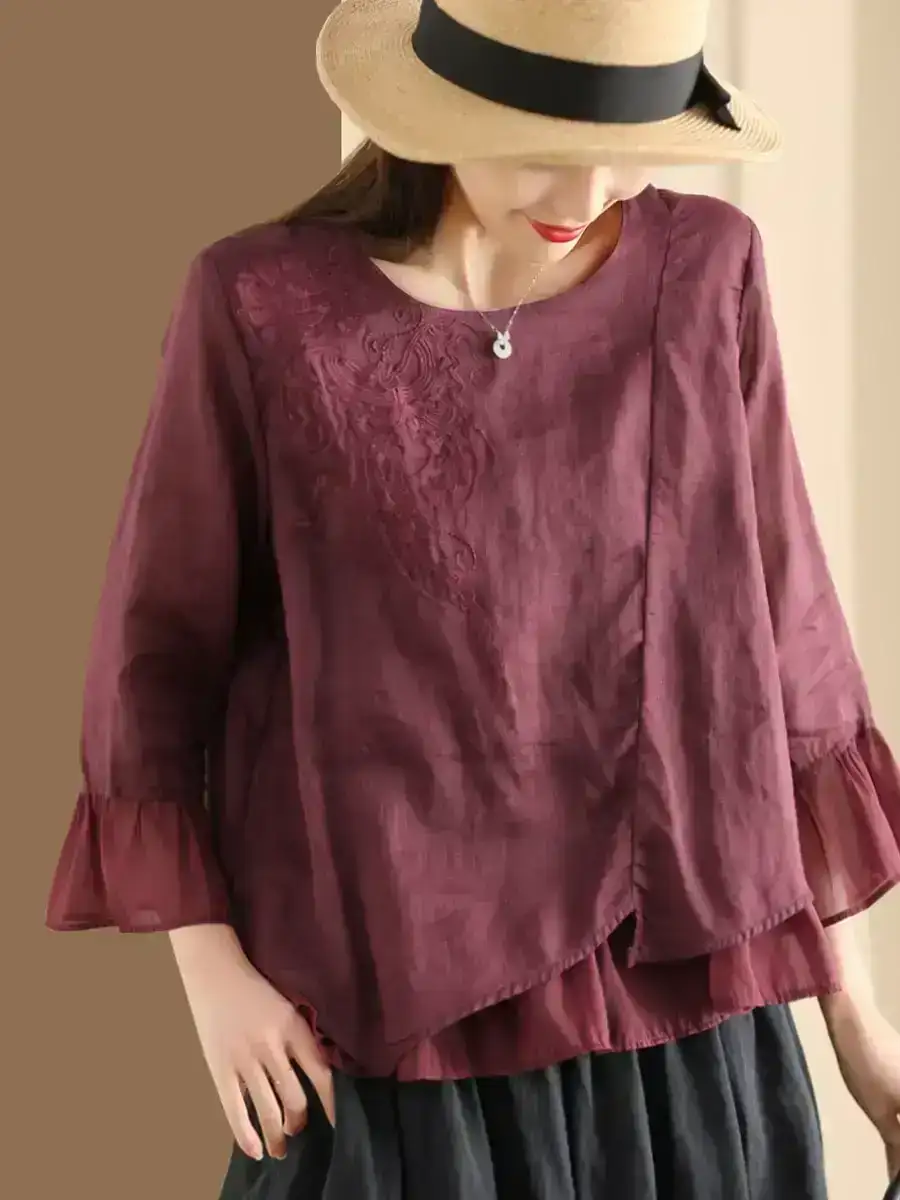 Embroidery Linen Blouse