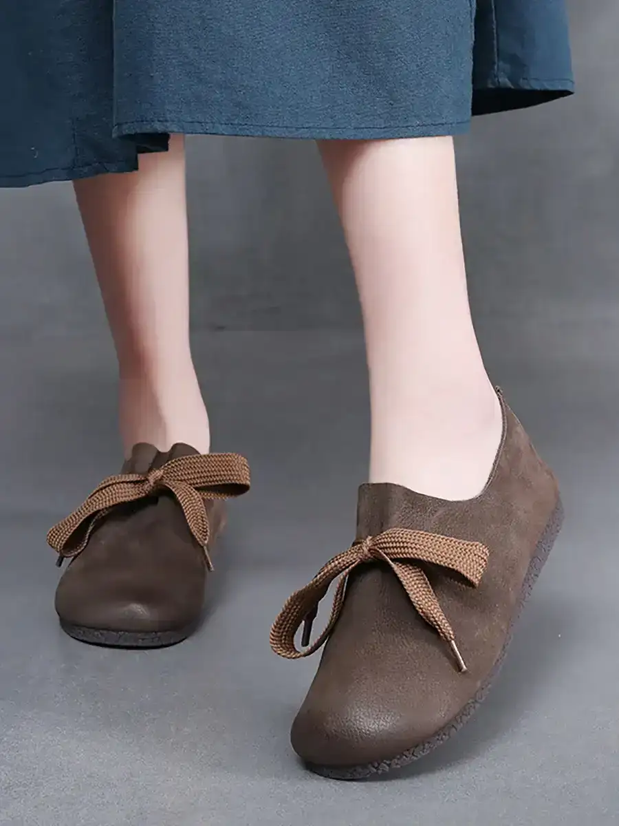 Leather Strap Flat Shoes
