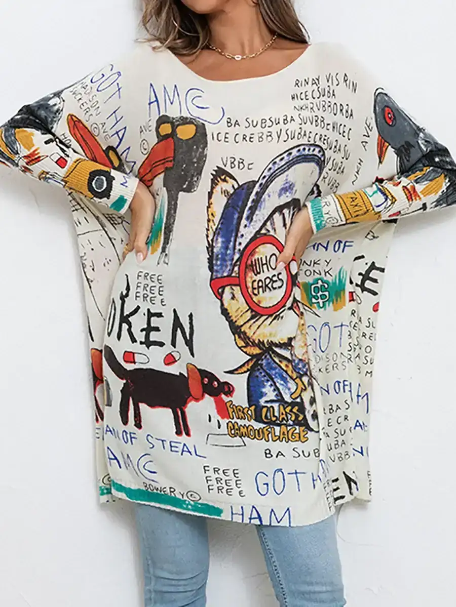 Bird Print Knitted Shirt