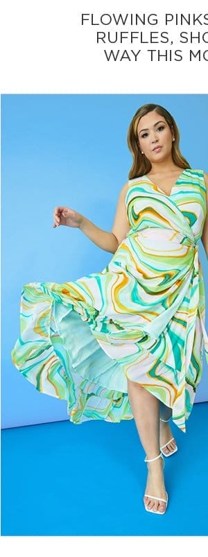 Swirl Print Midi Wrap Dress
