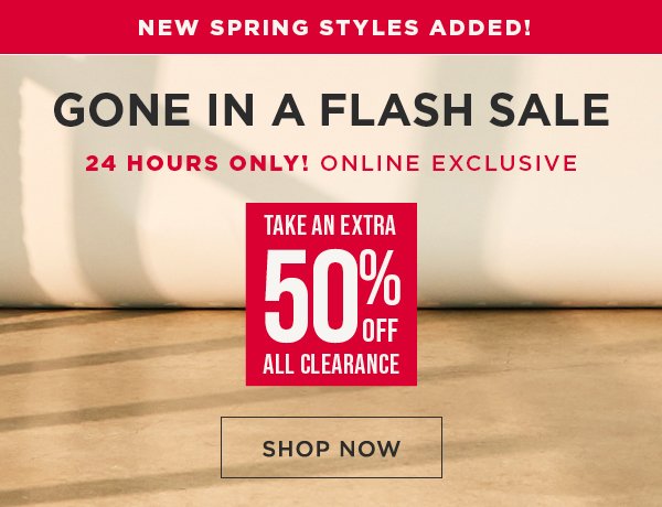 Flash Sale! 50% Off Clearance