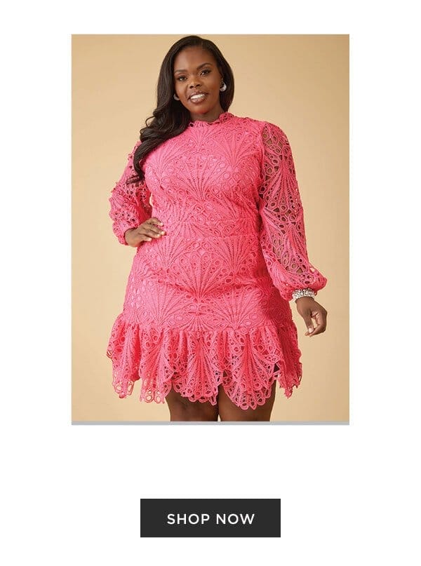 Flounced Lace Puff Sleeved Dress. Shop now