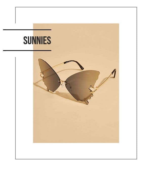 Butterfly Tinted Rimless Sunglasses