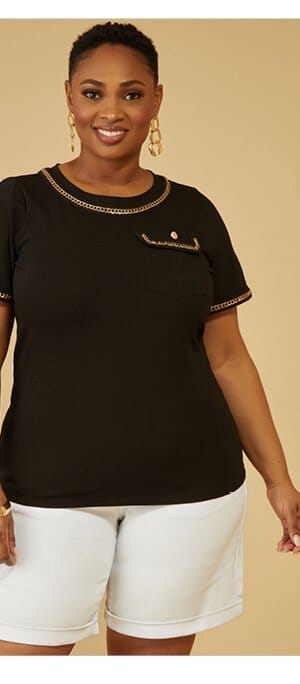 Chain Trimmed Jersey Tee