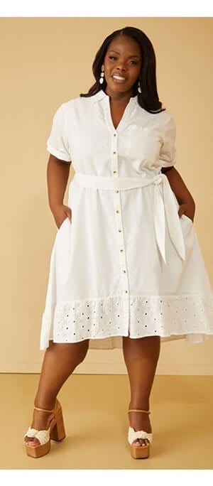 Embroidered Linen-Blend Dress