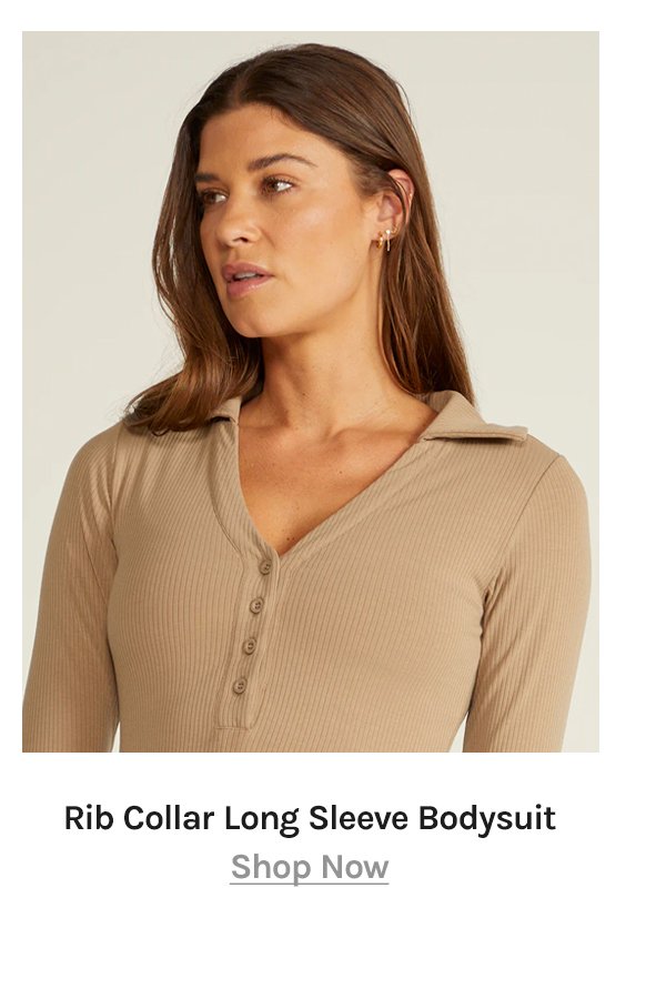 Ribbed Collar Long Sleeve Bodysuit