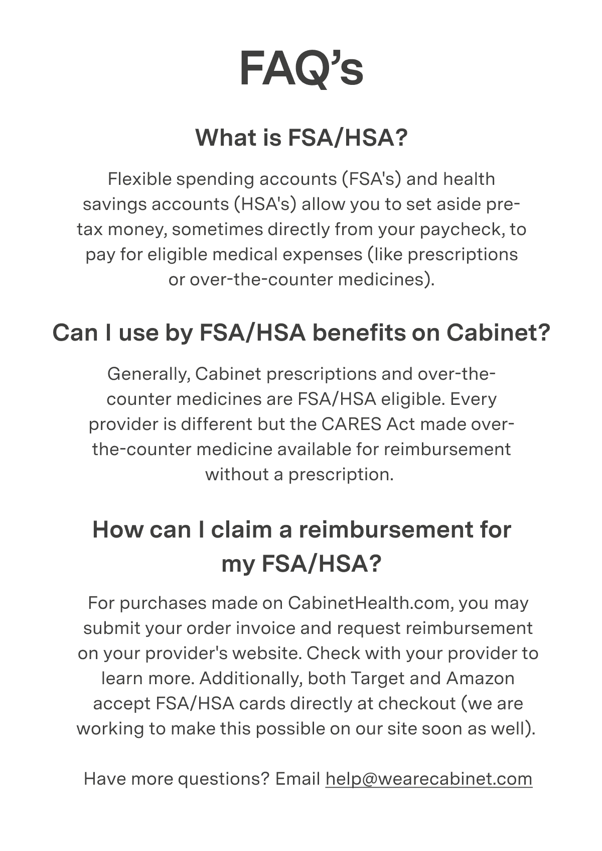 What is FSA/HSA? FAQs