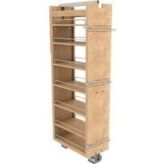 11 Inch Width Tall Wood Cabinet Pullout Pantry Organizer with Soft-Close Slides, Min. Cabinet Opening Width: 11-1/2 Inch, Light Brown