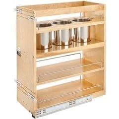 10-1/2 Inch Width Base Cabinet Bottom and Side Mount Utensil Bin Pull-Out Organizer with Blumotion Soft-Close Slides for Full Access 12" Wall Cabinets, Natural, Min. Cabinet Opening: 10-1/2"W x 22"D