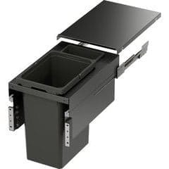 31 Quart ENVI Space XX Top Mount Under Drawer Single Pull-Out Soft-Closing Waste Container For 13-1/2 Inch Opening W, Frameless, Carbon Steel Gray