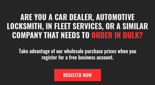 Are you a car dealer, automotive locksmith, in fleet services, or a similar company that needs to order in bulk? Take advantage of our wholesale purchase prices when you register for a free business account. Register now!