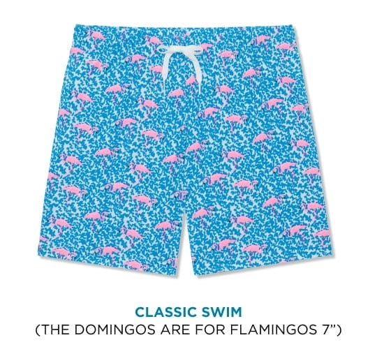 Classic Swim Trunk: The Domingos Are For Flamingos 7"
