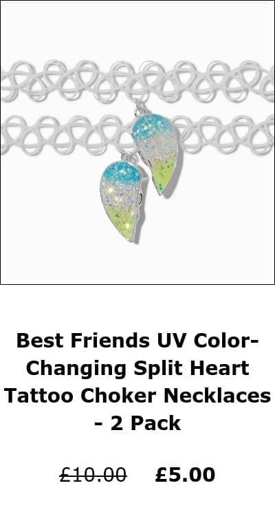 Best Friends UV Color-Changing Split Heart Tattoo Choker Necklaces